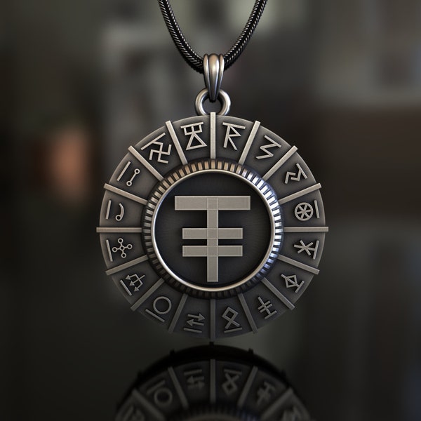Slavic Runes Pendant, 925 Sterling Silver, Handcrafted Slavic-Inspired Jewelry, Ancient Alphabet Symbol, Unique Statement Piece
