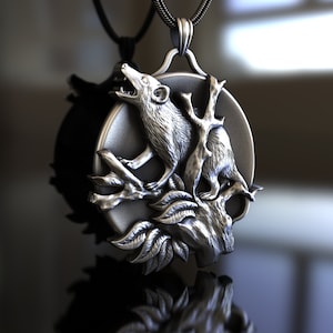 Rat In Trio on Disk Pendant, 925 Sterling Silver Necklace, Intricate Rodent, Modern Artistry, Unique Piece for Rat Lovers Silver Enthusiasts