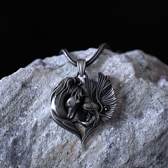 Enchanting Horse and Girl Pendant 925 Sterling Silver Necklace