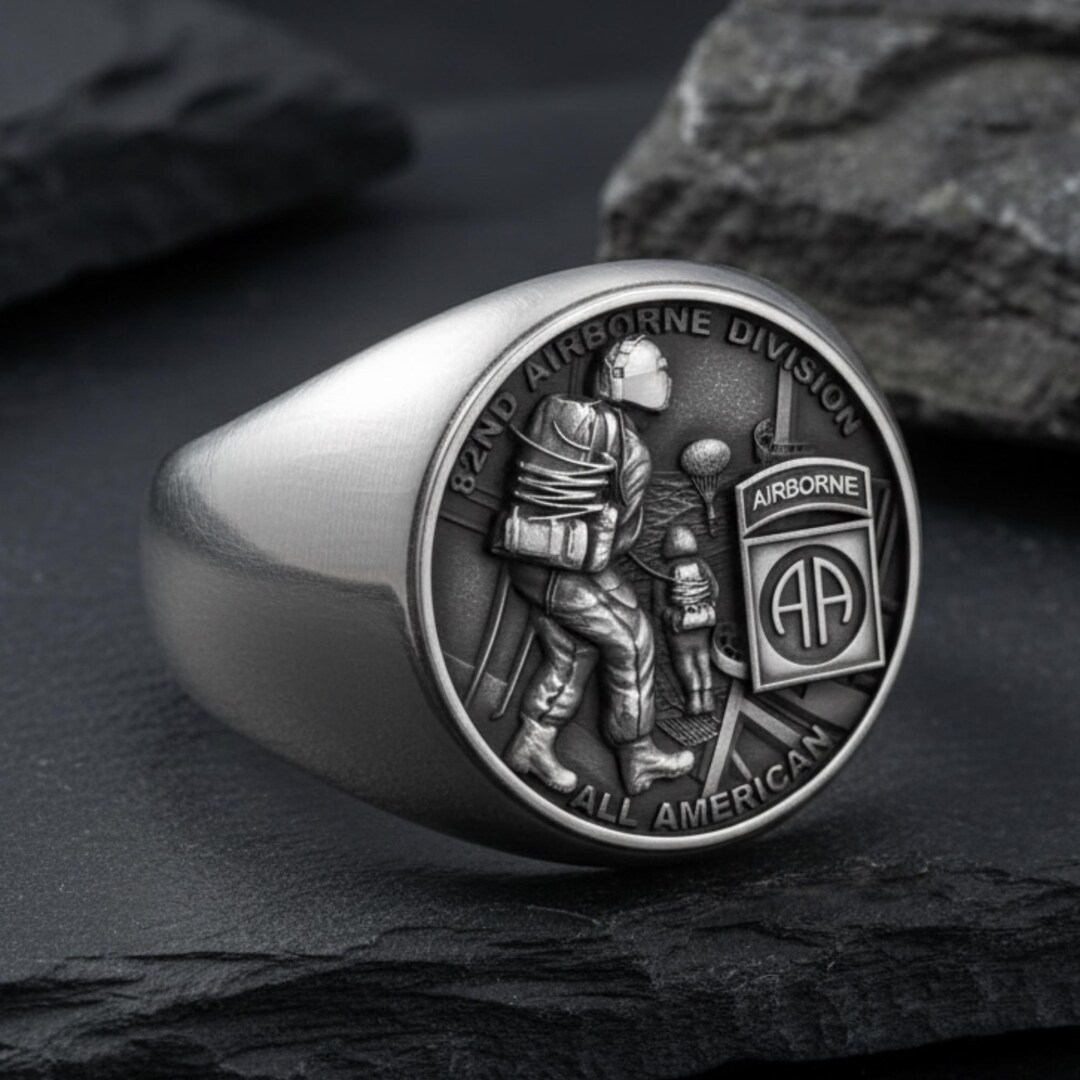 82nd Airborne Division Ring 925 Sterling Silver Oxidized Finish ...