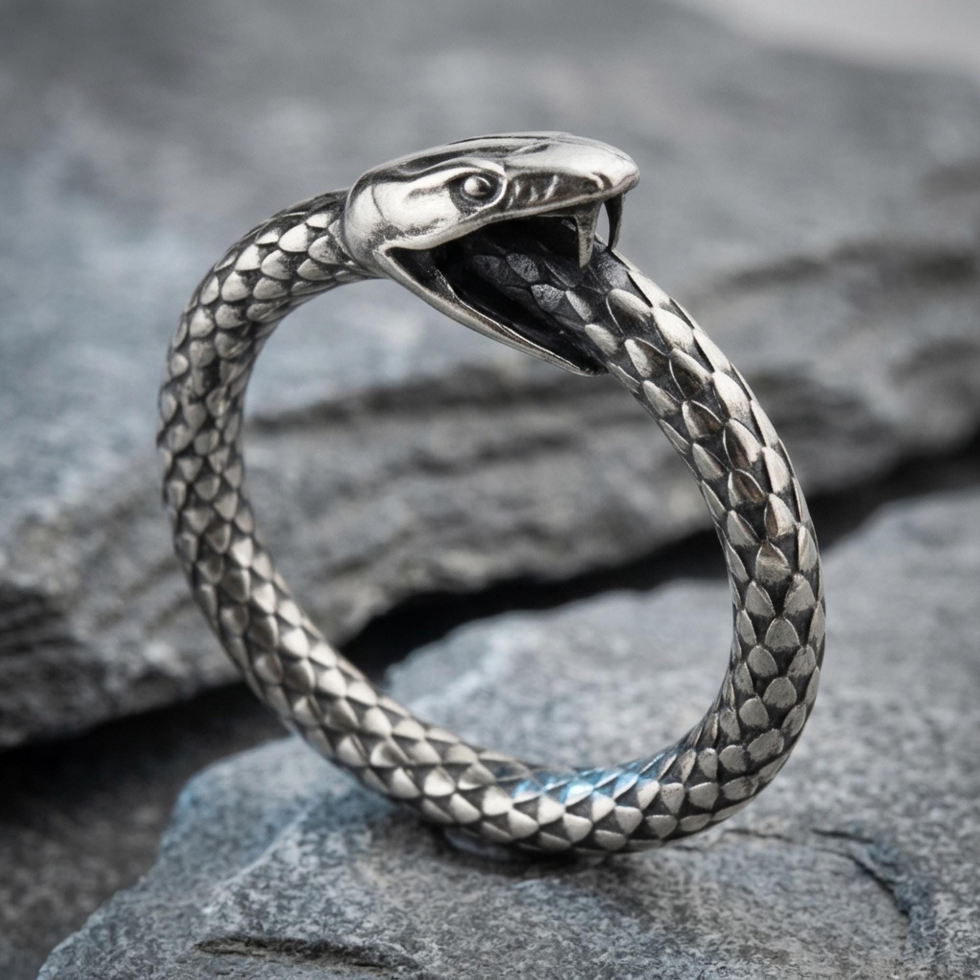 Ouroboros Snake Ring - 925 Sterling Silver - Ancient Symbol