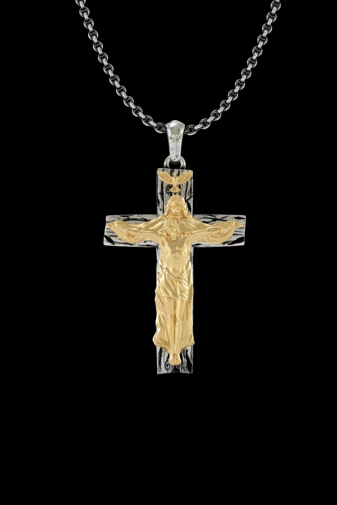 Crucifix Cross Necklace Sterling Silver 925, Handmade Religious Pendant ...