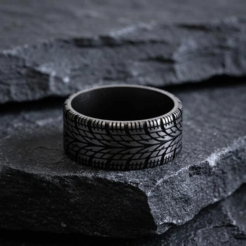 925 Sterling Silver Car Tire Ring, Automotive Inspired Jewelry