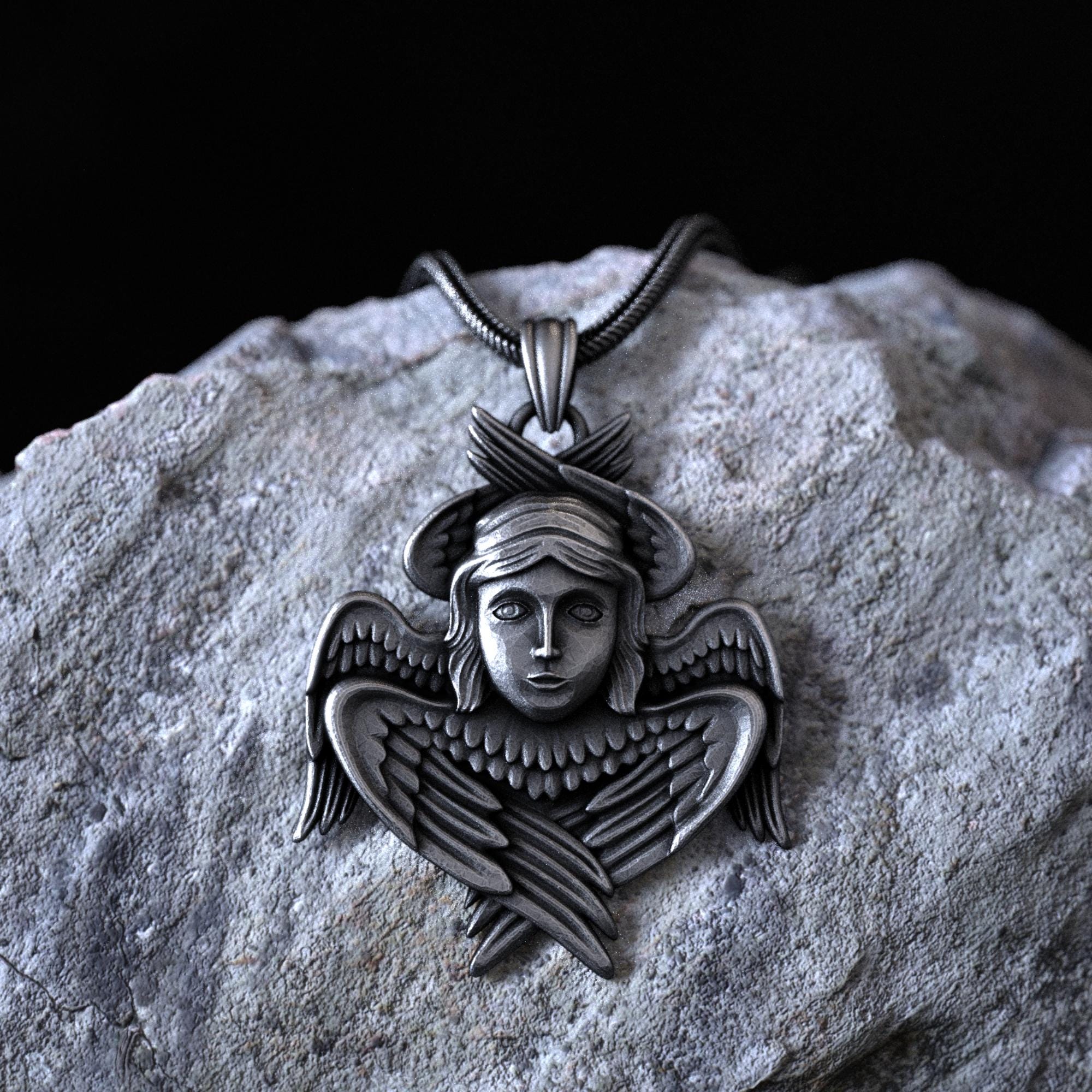 925 Sterling Silver Seraphim Angel Necklace Symbol of Divine