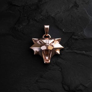 Cat School Wolf Pendant 925 Sterling Silver Necklace Witcher Medallion Fantasy RPG Gaming Jewelry Gift image 7