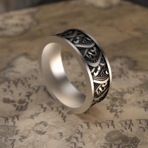 Elegant Japan Waves Ring, Men Wedding Band, Sterling Silver Statement Band, Luxury Jewelry, The Great Wave of Kanagawa Ring, Gift for Him