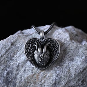 Anatomical Heart Pendant Necklace 925 Sterling Silver Heart Jewelry Unique Heartbeat Design Symbol of Love Romantic Heart Shaped Necklace