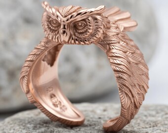 フクロウのシルバーリング 925スターリングシルバー 自然をモチーフに