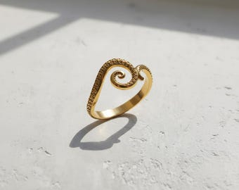 Octopus Tentacle Ring 925 Sterling Silver 14K Gold Vermeil Sea Life Spiral Ocean Statement Jewelry Marine Kraken Band