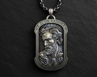 St. Jude Taddeus Pendant - 925 Sterling Silver Necklace, Handcrafted Religious Jewelry, Patron Saint of Desperate Cases Elegant Gift for Her