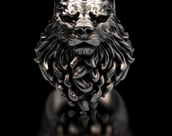 Wolf Ring Sterling Silver 925, Alpha Wolf Ring Men, Wild Animal Ring, Norse Wolf Ring, Gothic Wildlife Ring Handmade Statement