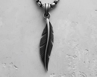Feather Necklace Sterling Silver Bird Feather Charm Pendant , Boho Necklace, Feather Jewelry, Boho Jewelry