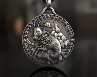 Colgante del Zodíaco Capricornio, Plata de Ley 925, Joyería artesanal inspirada en la Astrología, Símbolo unisex de ambición y prudencia, Pieza Única