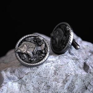 Carp Fish Design Sterling Silver Cufflinks, Handcrafted Nature-Inspired Jewelry, 925 Silver Animal Lover Gift for Men, Koi Fish Cufflinks