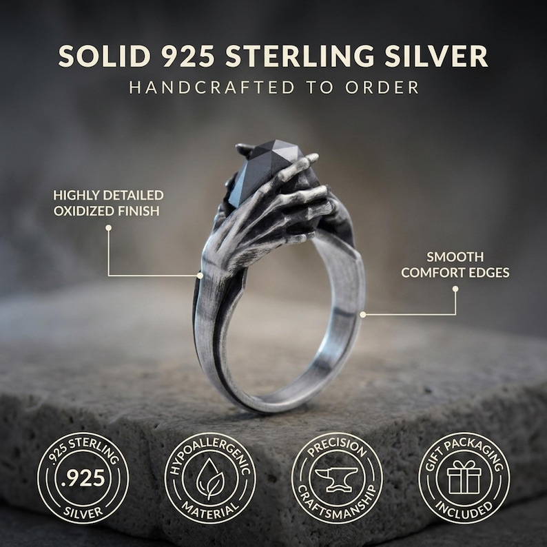Ring of Telekinesis, Handcrafted 925 Sterling Silver Intricate Psychic Power Design Unisex Mystic Jewelry Perfect Gift for Sci-Fi Fantasy image 3