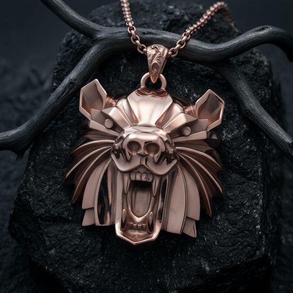 Bear School Medallion Necklace - 925 Sterling Silver - Authentic