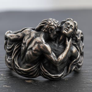 Eternal Lovers Ring 925 Sterling Silver Oxiderad Finish Renässanskonst Mytologi Statementarmband