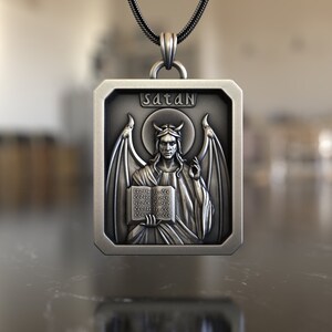 Satan Pendant Necklace, 925 Sterling Silver, Occult Symbolism, Handcrafted Artistry, Dark Mystique, Spiritual Amulet, Unique Gothic Design