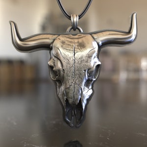 Cow Skull 925 Sterling Silver Necklace - Western Inspired, Artisan Crafted Pendant, Perfect for Boho & Rustic Jewelry Lovers
