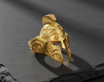 Spartan Helm Ring 925 Sterling Silber Gold Vermeil griechischen Mythologie Krieger Statement Schmuck für Männer
