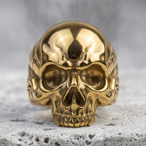 Injured Skull 925 Silver Ring, Unusual Punk Style, Handcrafted, Adjustable Size, Unisex, Unique Gift, Edgy Design, Gothic Fashion Accessory image 8