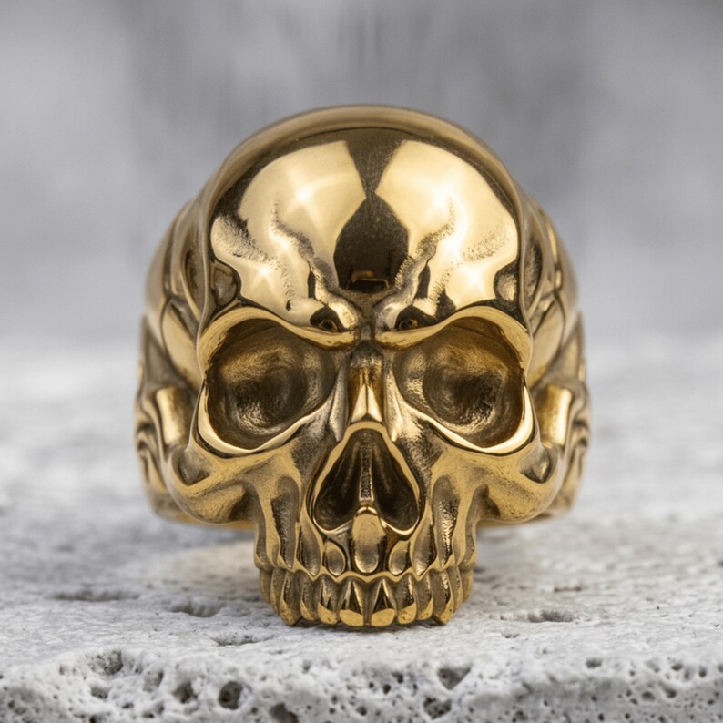 Injured Skull 925 Silver Ring, Unusual Punk Style, Handcrafted, Adjustable Size, Unisex, Unique Gift, Edgy Design, Gothic Fashion Accessory image 8