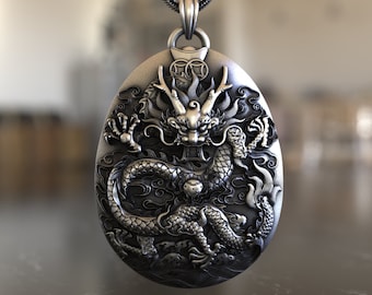 Asian-Inspired Dragon Pendant 925 Sterling Silver Necklace, Symbol of Power & Wisdom, Ideal for Lovers of Eastern Mythology Unique Gift Idea