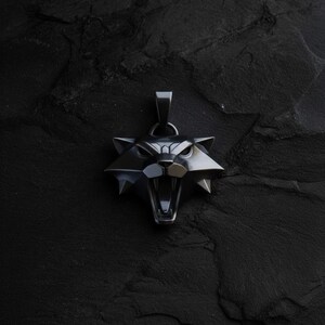 Cat School Wolf Pendant 925 Sterling Silver Necklace Witcher Medallion Fantasy RPG Gaming Jewelry Gift image 8
