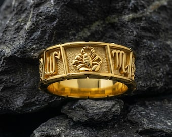 Scorpio Zodiac Ring 925 Sterling Silver Gold Vermeil Horoscope Astrology Band Handcrafted Statement Ring Birthday Gift Unisex
