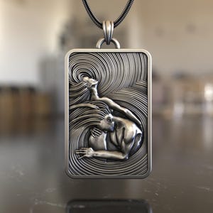 925 Sterling Silver Artistic Flow Necklace, Abstract Human Sculpture Pendant, Unique Handmade Silver Necklace, Statement Modern Jewelry Gift