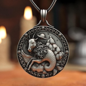Capricorn Zodiac Pendant, 925 Sterling Silver, Handcrafted Astrology-Inspired Jewelry, Unisex Symbol of Ambition & Prudence, Unique Piece