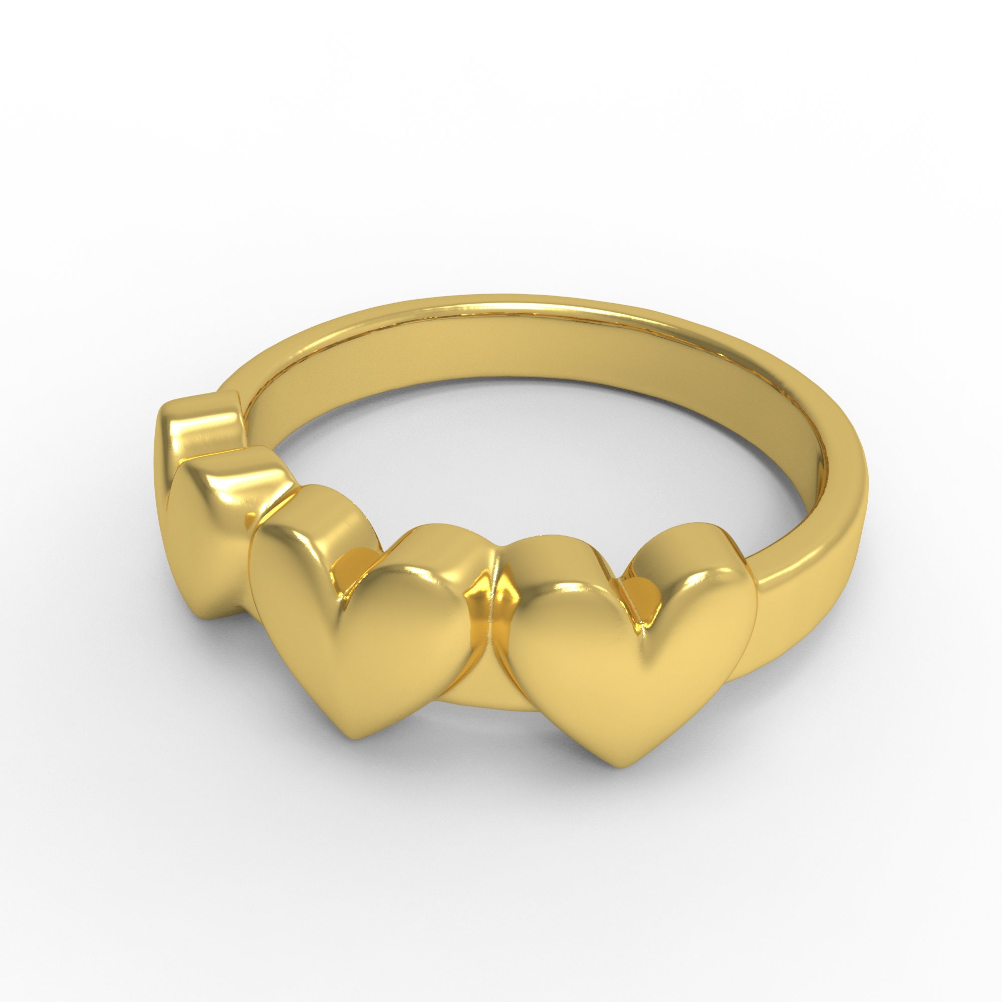 指輪・リング Third Movement Heart Symbol Ring BMY1118 Three Heart Gold Ring - Handcrafted Love-inspired Jewelry