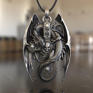 WithLoveSilver 925 Sterling Silver Dragon Wing Pendant - Handcrafted Fantasy Jewelry