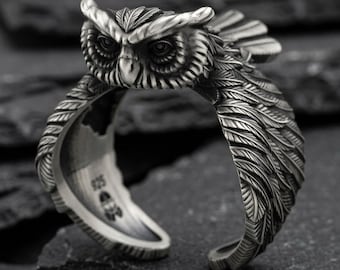 フクロウのシルバーリング 925スターリングシルバー 自然をモチーフに