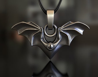 Bat Wings Pendant, 925 Sterling Silver, Handcrafted Gothic-Inspired Jewelry, Unisex Symbol of Transformation Rebirth, Unique Statement Piece