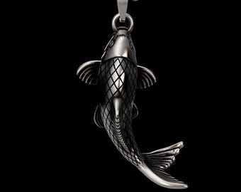 Japanese Carp/koi/fish/dog Tag/925 Sterling Silver Pendant/koi