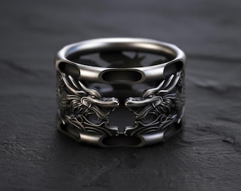 Sterling Silver Dragon Ring: Japanese Mythology Design - Handmade Jewelry