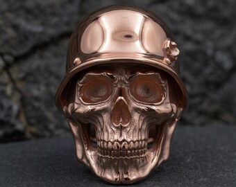 Soldier Skull Ring 925 Sterling Silver Military Helmet Skull Ring