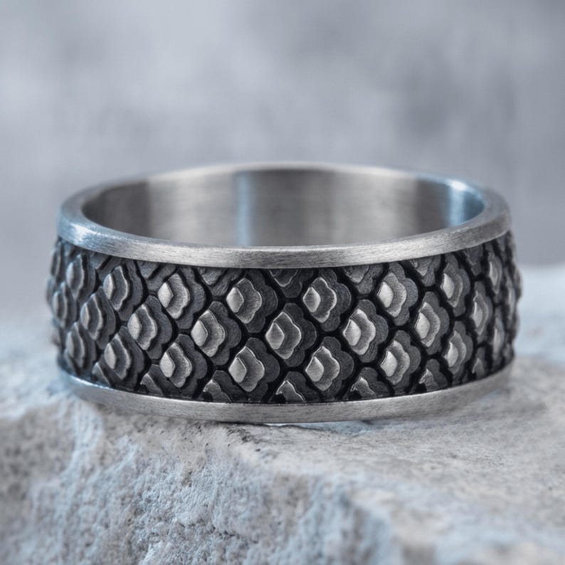 Gold Men Wedding Ring Japanese Art Inspired Wave Pattern Unique Engagement Band Traditional Craftsmanship Timeless Elegance Limited Edition Oxidized Matte