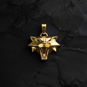 Cat School Wolf Pendant 925 Sterling Silver Necklace Witcher Medallion Fantasy RPG Gaming Jewelry Gift image 5