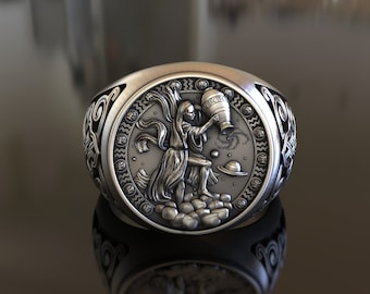 Elegantly Crafted 925 Sterling Silver Aquarius Zodiac Ring: A Stellar Gift for Aquarians and Astrology Jewelry Enthusiasts