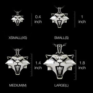 Cat School Wolf Pendant 925 Sterling Silver Necklace Witcher Medallion Fantasy RPG Gaming Jewelry Gift image 3