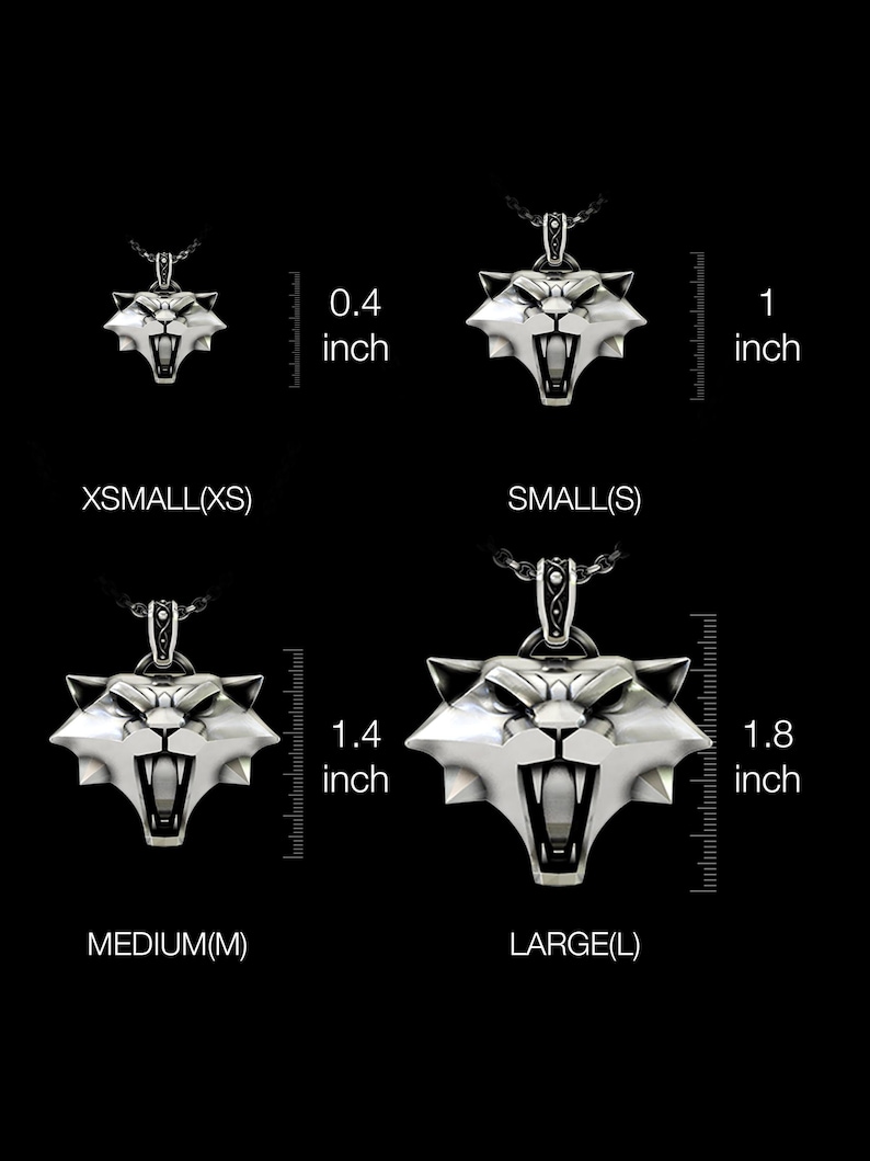 Cat School Wolf Pendant 925 Sterling Silver Necklace Witcher Medallion Fantasy RPG Gaming Jewelry Gift image 3