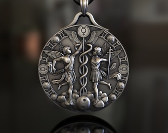 Colgante Zodíaco Géminis, Plata de Ley 925, Joyería Artesanal Inspirada en la Astrología Símbolo Unisex de Adaptabilidad de la Comunicación, Pieza Única