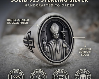 Pope Francis Ring, 925 Sterling Silver, Papa Franciscus I