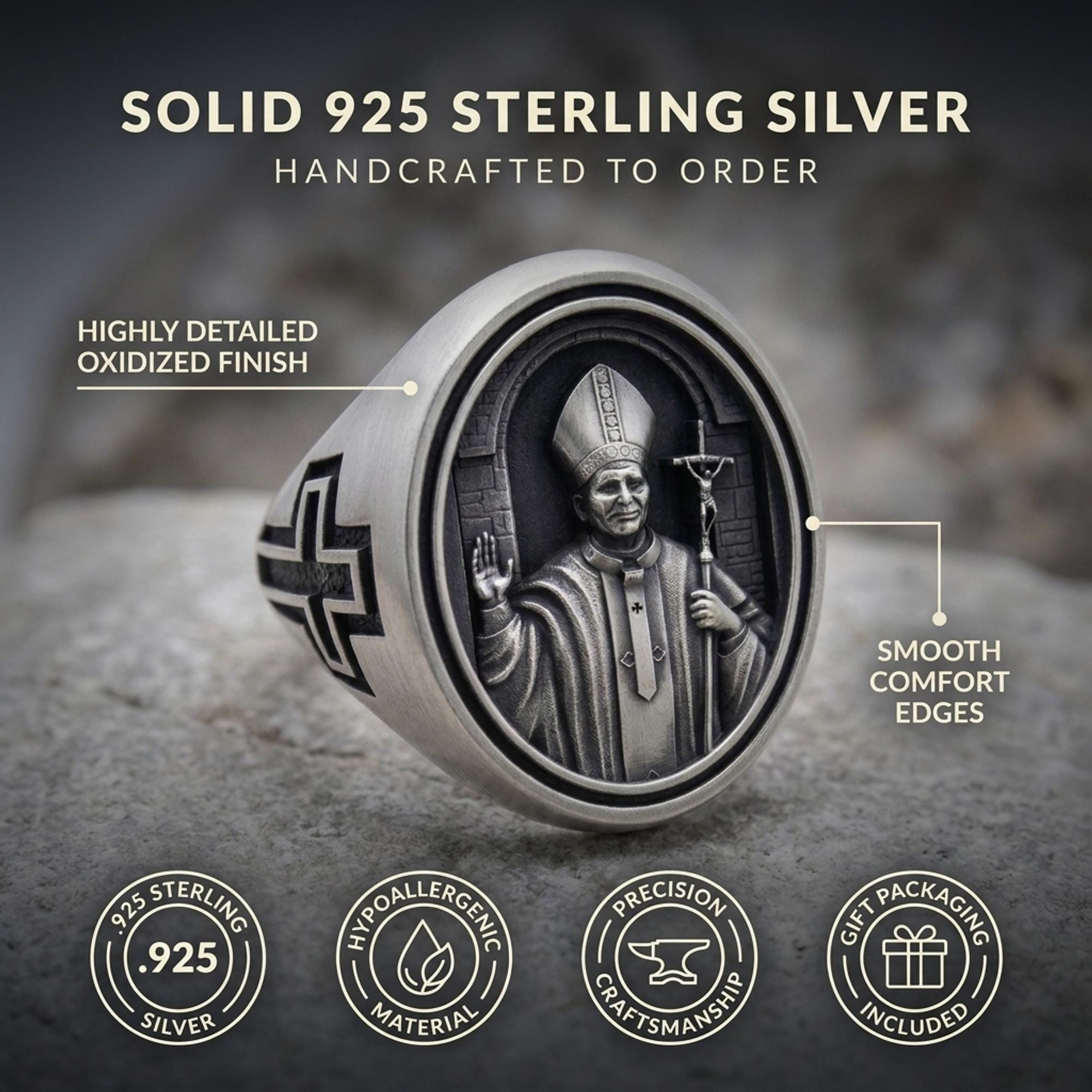 Pope Francis Ring, 925 Sterling Silver, Papa Franciscus I