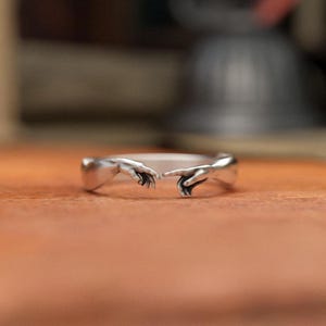Hand Of God Adam Ring - 925 Sterling Silver - Genesis Creation - Adjustable Size Artistic Craft - Symbol of Life & Creation  Limited Edition