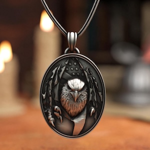 Bald Eagle Pendant Necklace 925 Silver Patriotic American Symbol Mens Jewelry