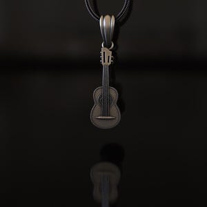Guitar Pendant, 925 Sterling Silver Music Necklace, Handcrafted Artisan Jewelry, Unisex Musician Gift, Melodic Statement Piece