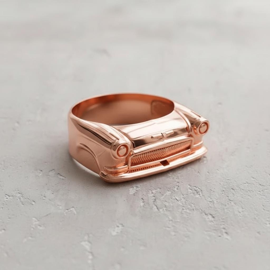 Classic Car Ring 925 Sterling Silver Gold Vermeil Vintage Automobile ...